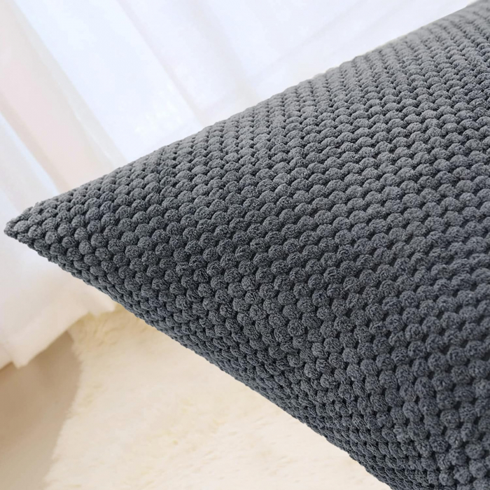 Fete de perini decorative 40x40 cm 2buc GRI inchis, fermoar Ascuns [2]