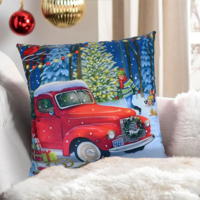 Fete de perini ornamentale, cu model de Craciun 45x45 cm set 4 bucati [9]