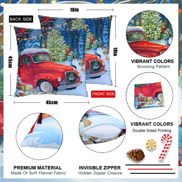 Fete de perini ornamentale, cu model de Craciun 45x45 cm set 4 bucati [2]