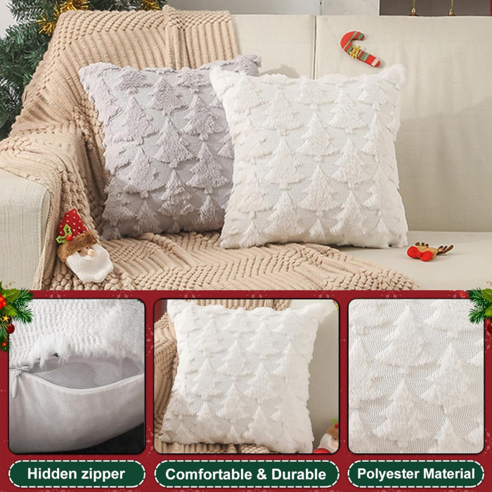 Fete de perini ornamentale, cu model de Brazi albi 45x45 cm set 2 bucati [3]