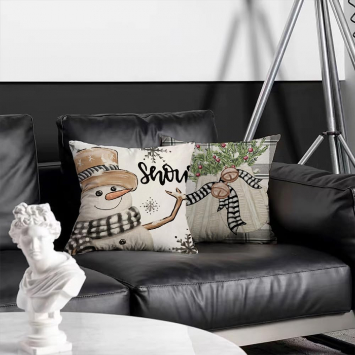 Fete de perini ornamentale, cu model de Om zapada 45x45 cm set 4 bucati [6]