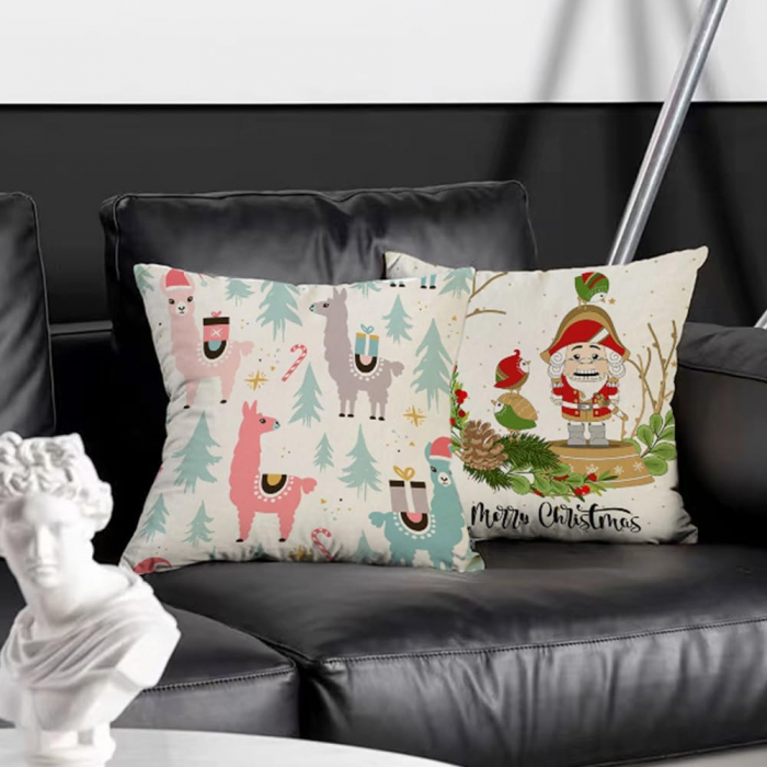 Fete de perini ornamentale, cu model de Craciun lame 45x45 cm set 4 bucati [7]