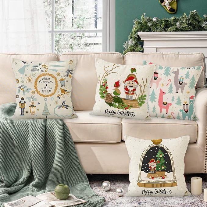 Fete de perini ornamentale, cu model de Craciun lame 45x45 cm set 4 bucati [1]