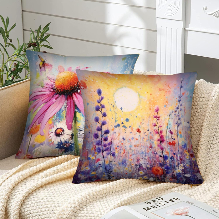 Fete de perini ornamentale model cu flori 45x45 cm set 4 bucati [3]