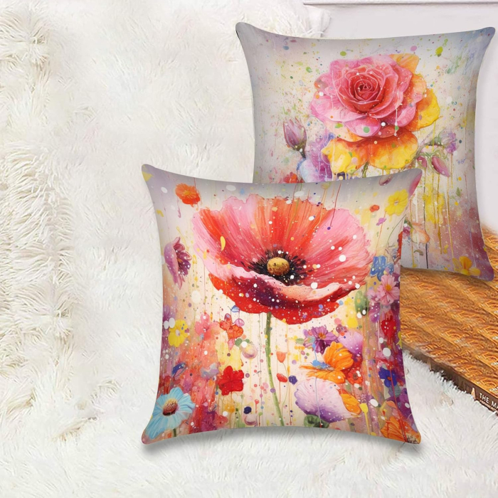 Fete de perini ornamentale model cu flori 45x45 cm set 4 bucati [2]