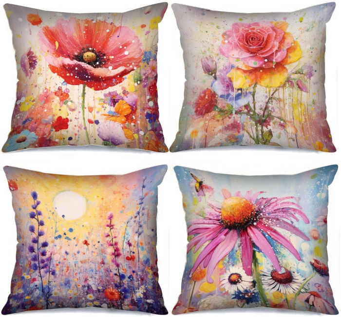 Fete de perini ornamentale model cu flori 45x45 cm set 4 bucati [1]