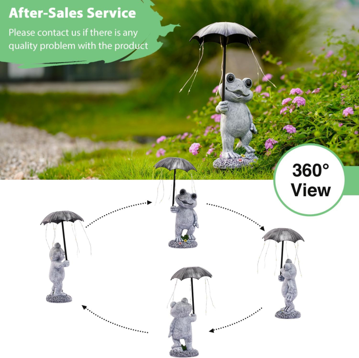 Figurină decorativă solara broscuta cu LED-uri, lumină caldă, rășină, alimentare pe baterii, cutie cadou [4]