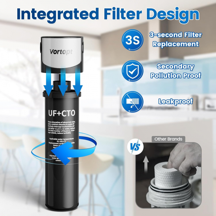Filtru pentru apa curata, instalere sub chiuveta, filtrare 0,01μm, pentru 70000 L [7]