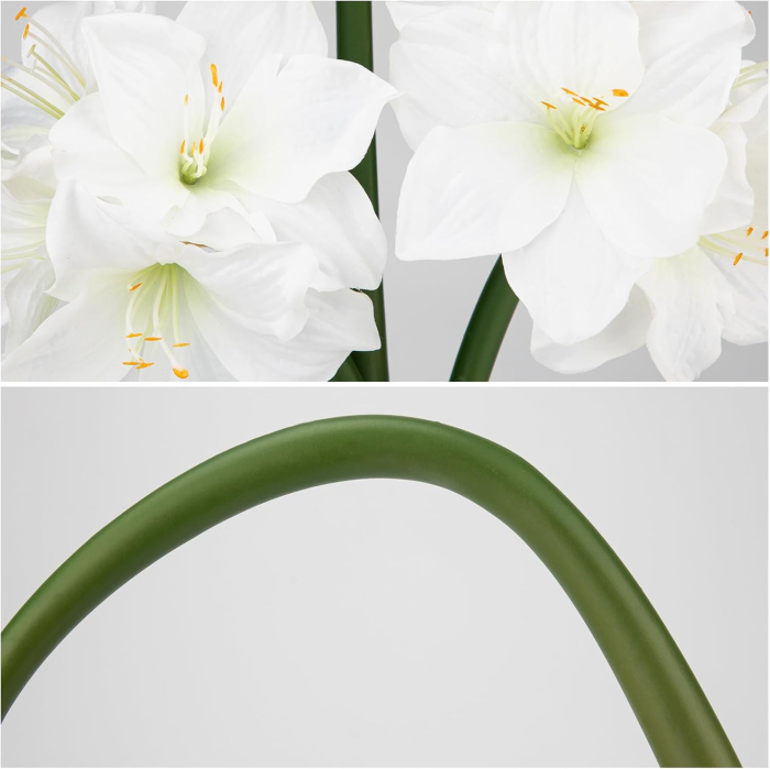 Flori ornamentale artificiale verzi cu alb , set 6 fire cu 4 capete de flori fiecare [7]