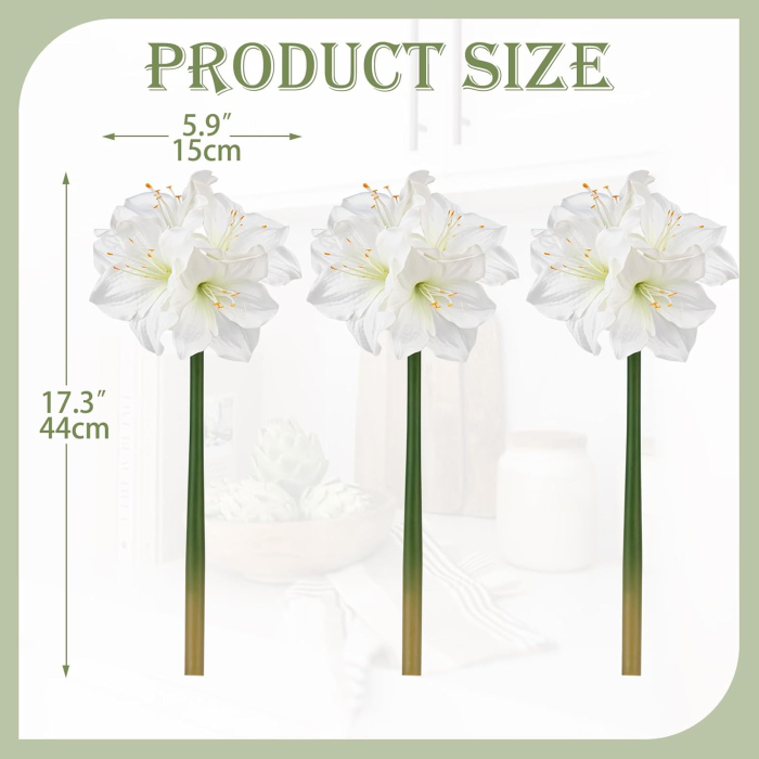 Flori ornamentale artificiale verzi cu alb , set 6 fire cu 4 capete de flori fiecare [6]