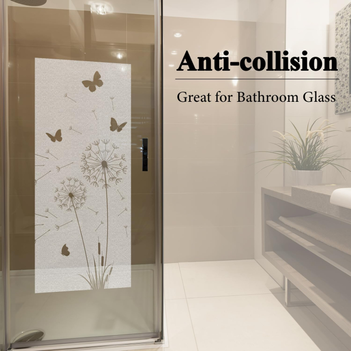 Folie autoadeziva blurata pentru confidentialitate ferestre , blocant UV 43x100 cm Papadie cu fluturi [3]