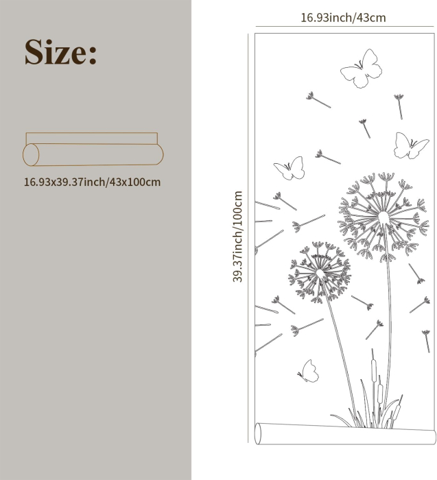 Folie autoadeziva blurata pentru confidentialitate ferestre , blocant UV 43x100 cm Papadie cu fluturi [5]