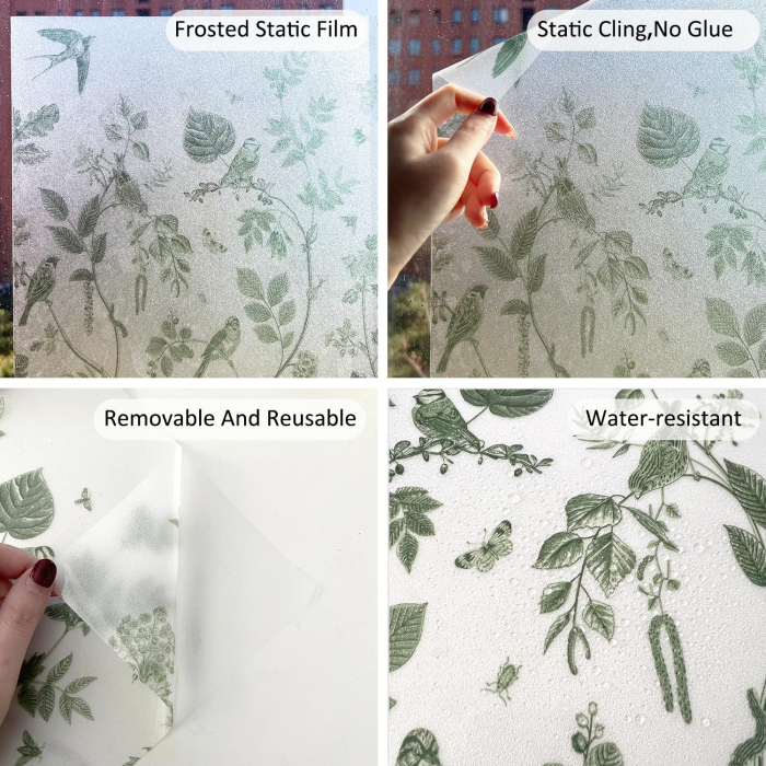 Folie autoadeziva blurata pentru confidentialitate ferestre , blocant UV 43x200 cm pasari de gradina [5]