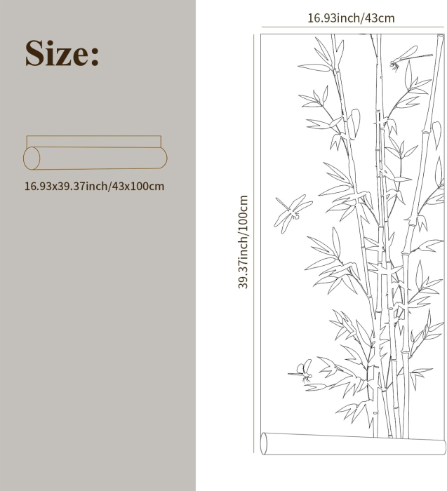 Folie autoadeziva blurata pentru confidentialitate ferestre , blocant UV 43x100 cm Bambus [5]