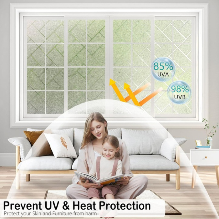 Folie autoadeziva blurata pentru confidentialitate ferestre , blocant UV 60x1000 cm model geometric [2]