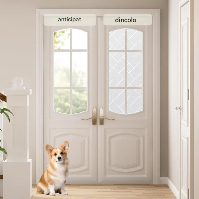 Folie autoadeziva blurata pentru confidentialitate ferestre , blocant UV 60x1000 cm model geometric [4]