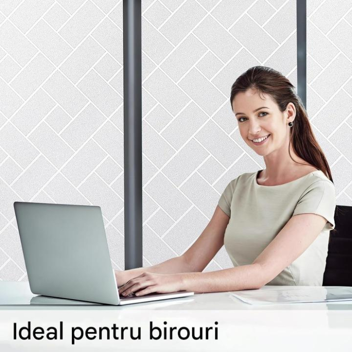 Folie autoadeziva blurata pentru confidentialitate ferestre , blocant UV 60x1000 cm model geometric [6]