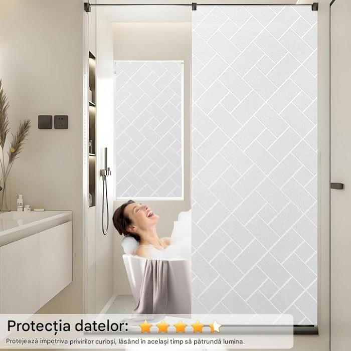 Folie autoadeziva blurata pentru confidentialitate ferestre , blocant UV 60x1000 cm model geometric [3]