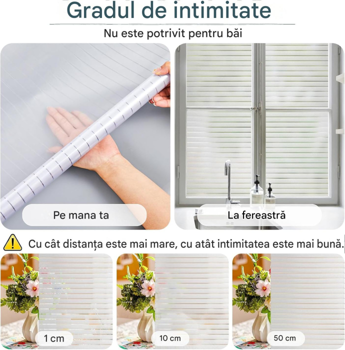 Folie autoadeziva blurata pentru confidentialitate ferestre , blocant UV 45x400 cm [3]