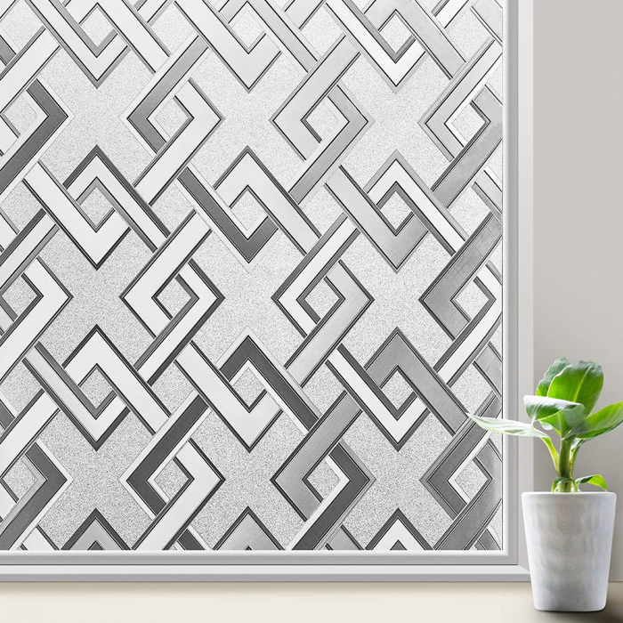 Folie confidentialitate ferestre cu model geometri, blocant UV 90x200 cm [1]