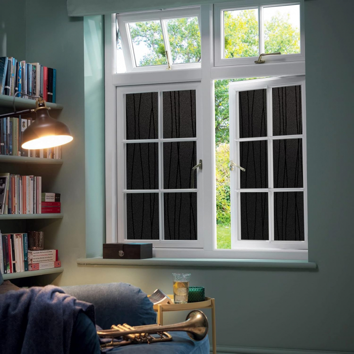 Folie autoadeziva opaca pentru confidentialitate ferestre NEGRU, blocant UV 45 x 300 cm [6]
