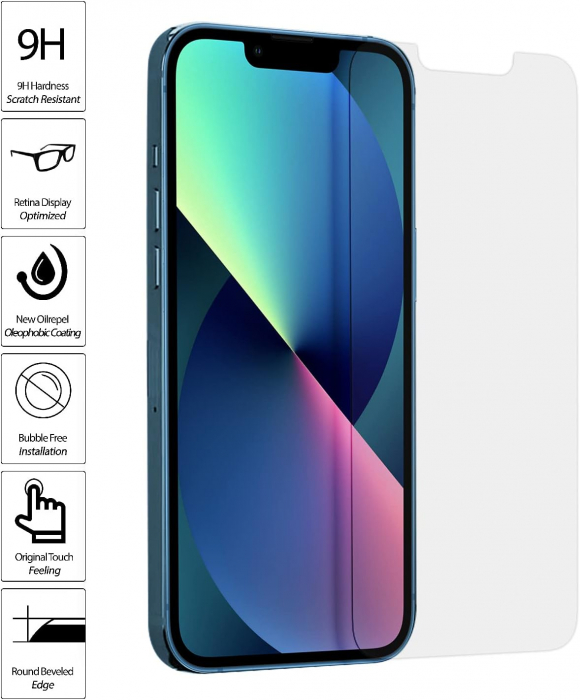 Folie de ecran compatibila cu iPhone 13 iPhone 13 Pro 6,1" duritate 9H,  transparenta [2]