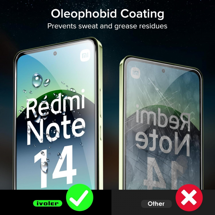 Folii de ecran compatibila cu Xiaomi Redmi Note 14 4G (nu pentru Xiaomi Redmi Note 14 5G) set de 2 bucati [6]
