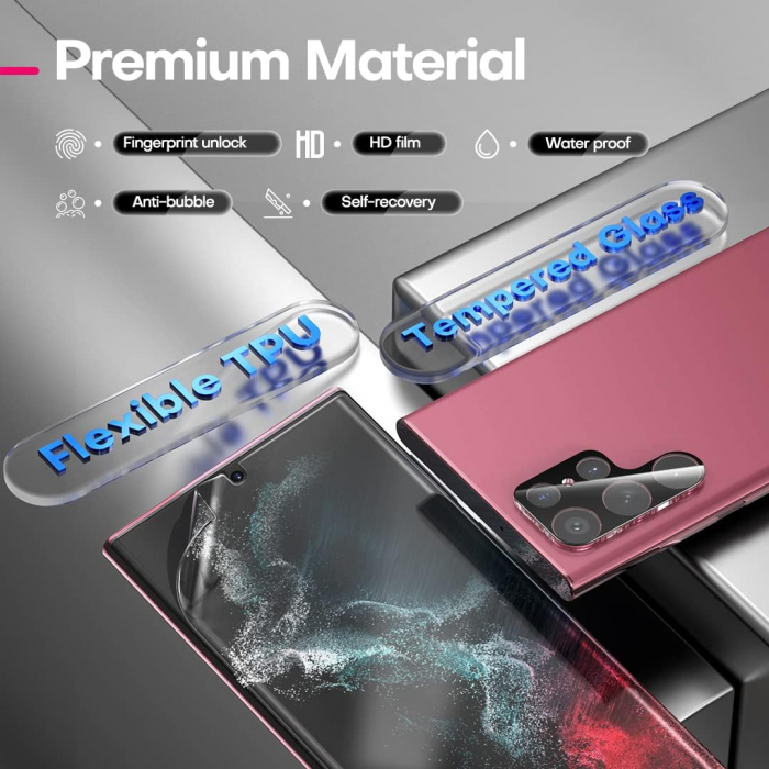 Folii din sticla pentru Samsung Galaxy S22 Ultra set 4 buc, 2 protecții pentru ecran si 2 protecții a camerei [3]