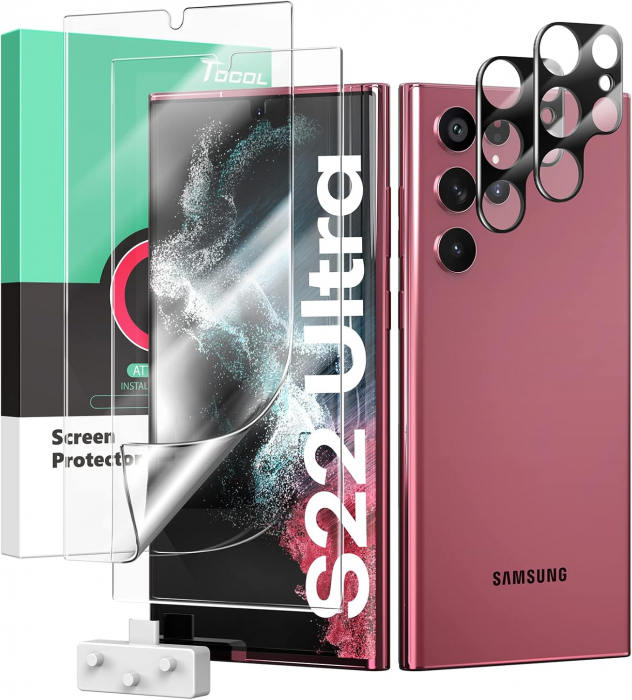 Folii din sticla pentru Samsung Galaxy S22 Ultra set 4 buc, 2 protecții pentru ecran si 2 protecții a camerei [1]