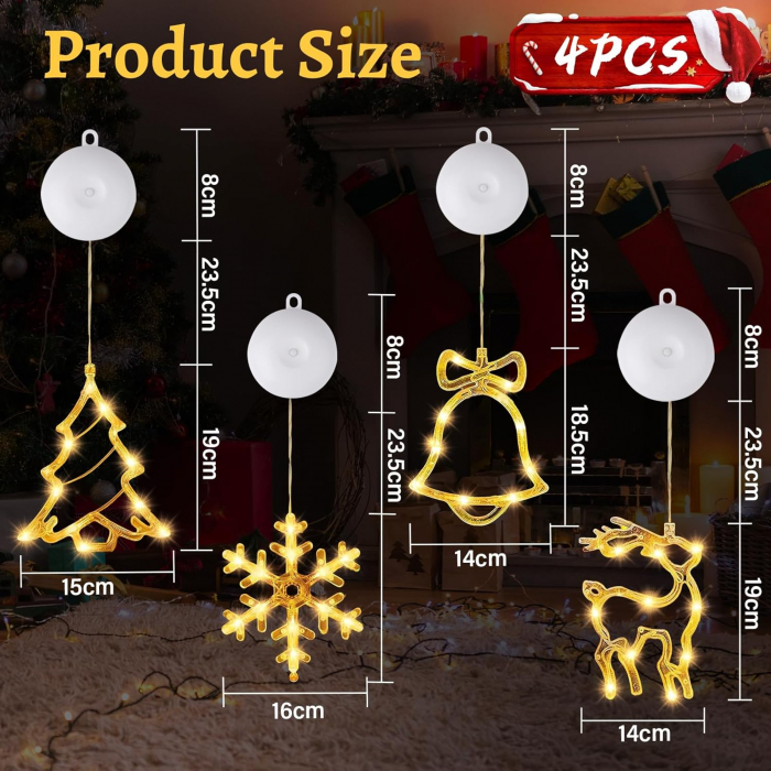 Forme luminoase cu LED-uri si cu ventuze pentru decorat, set 4 bucati [2]