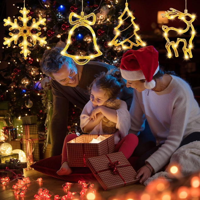 Forme luminoase cu LED-uri si cu ventuze pentru decorat, set 4 bucati [7]