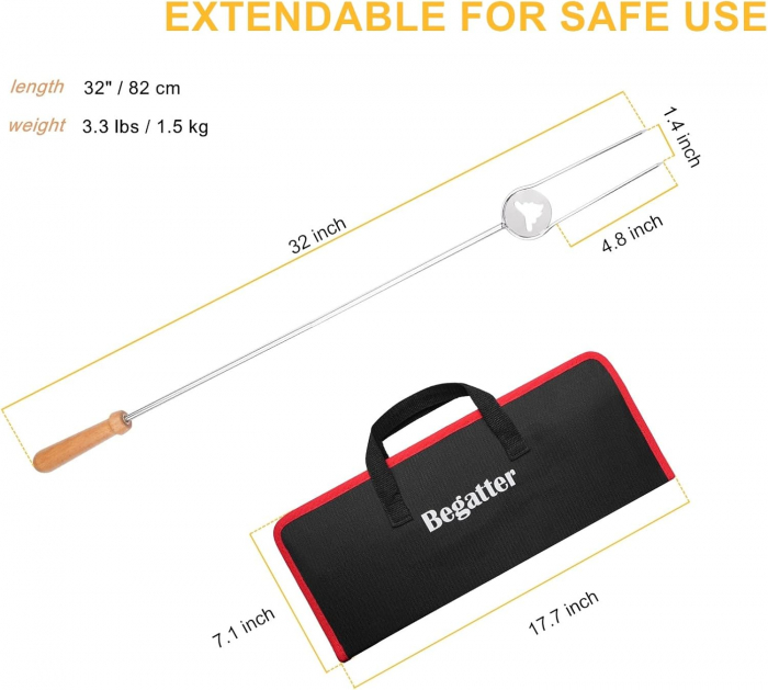 Frigarui lungi din otel inoxidabil cu maner din lemn de fag 81.3cm- set 4 bucati [8]