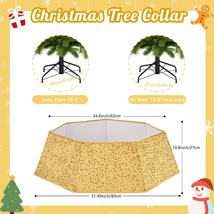 Fusta aurie cu paiete, diametru 80 cm, pentru pom sarbatori [2]