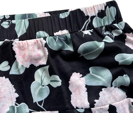 Fusta scurta cu pantaloni pentru femei, casual, neagra cu flori M [6]