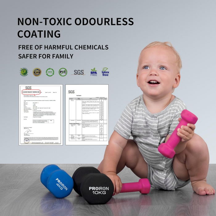 Gantere din neopren cu suport de-sustinere, Set de 6 gantere roz,verde,verde închis 2x1 kg,2x2 kg, 2x3 kg [5]