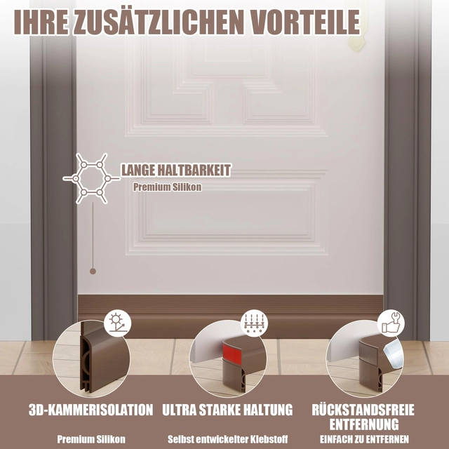 Garnitura siliconica autoadeziva pentru etansare usa-podea, Maro 2 M [3]