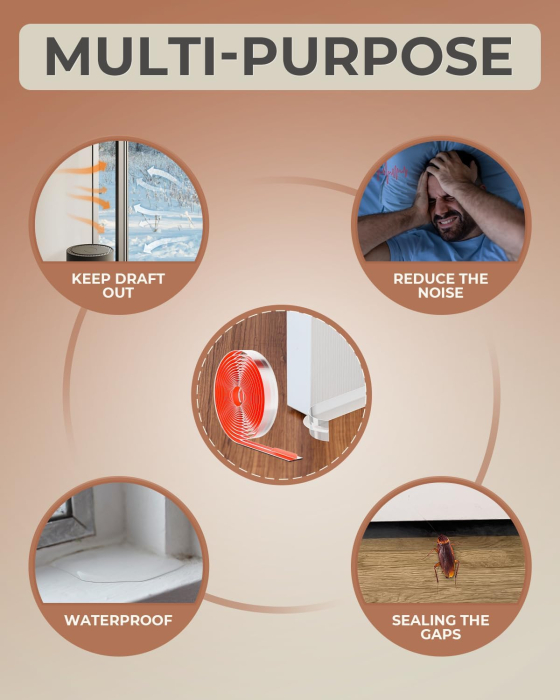 Garnitura siliconica autoadeziva pentru etansare gol usa-podea, transparenta 1 M [5]