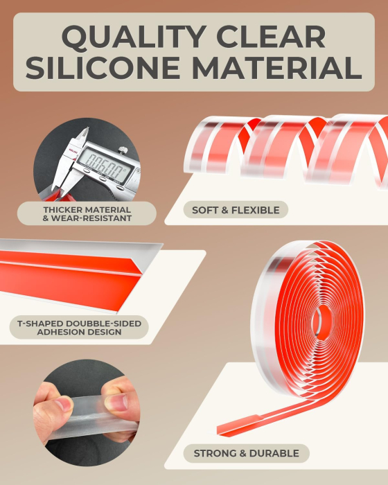 Garnitura siliconica autoadeziva pentru etansare gol usa-podea, transparenta 3.5x600 cm [4]