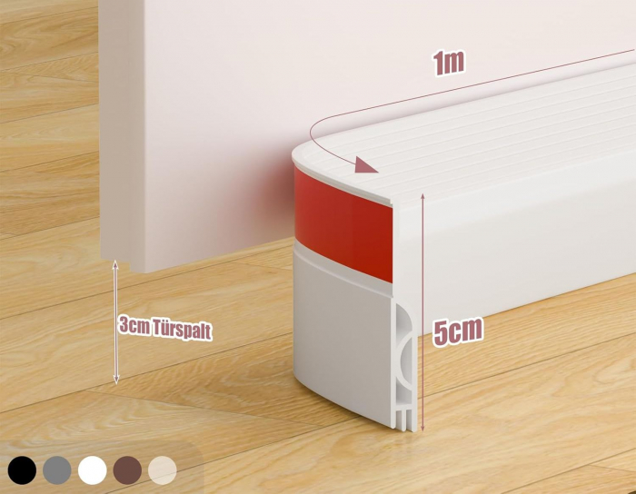 Garnituri siliconice autoadezive pentru etansare gol usa-podea, albe 3x1 M [4]