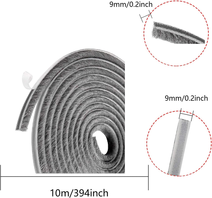 Benzi de etanșare pentru feronerie și uși, izolație – Gri 10m cm [2]