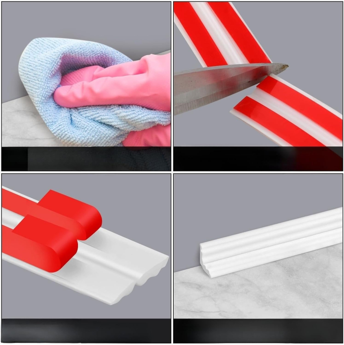 Bandă Decorativă Autoadezivă alba, TPE Flexibil, Protecție Colțuri și Muchii, 90-180°, 3.5mx4cm [3]