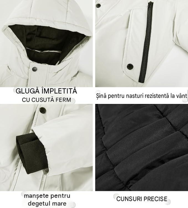 Geaca gri deschis de iarna pentru baieti, cu gluga, captusita, 9 ani, 134 cm [6]