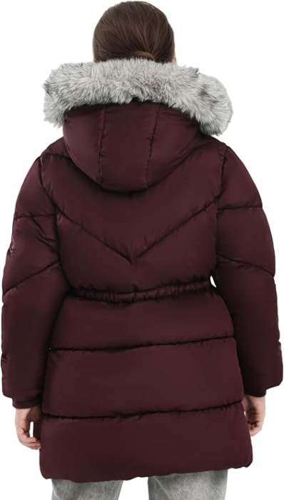 Geaca visinie de iarna pentru fete, cu gluga, captusita, 8 ani, 128 cm [4]