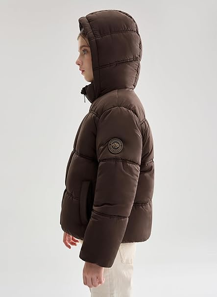 Geaca maro de iarna pentru fete, cu gluga, captusita, 8 ani, 128 cm [2]