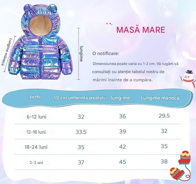 Geaca de iarna captusita pentru copii, Mov stralucitor 12-18 luni [5]