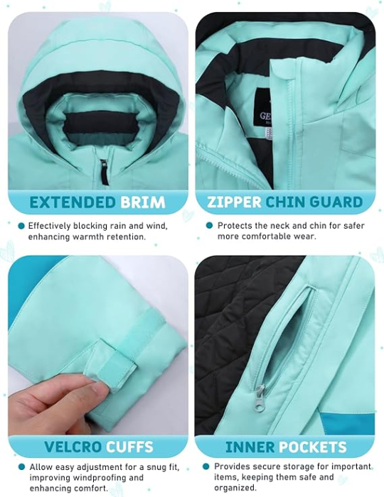 Geaca de iarna imblanita pentru copii, Albastru deschis 162-168 [5]