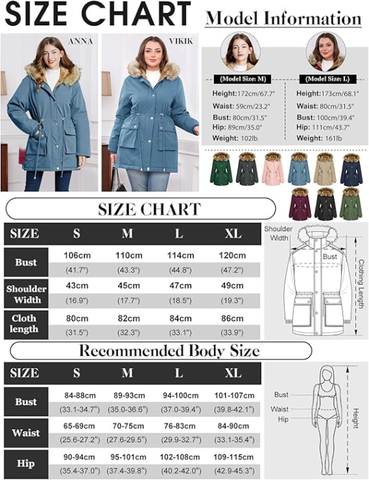 Geaca de iarna imblanita pentru femei, Albastra S [6]