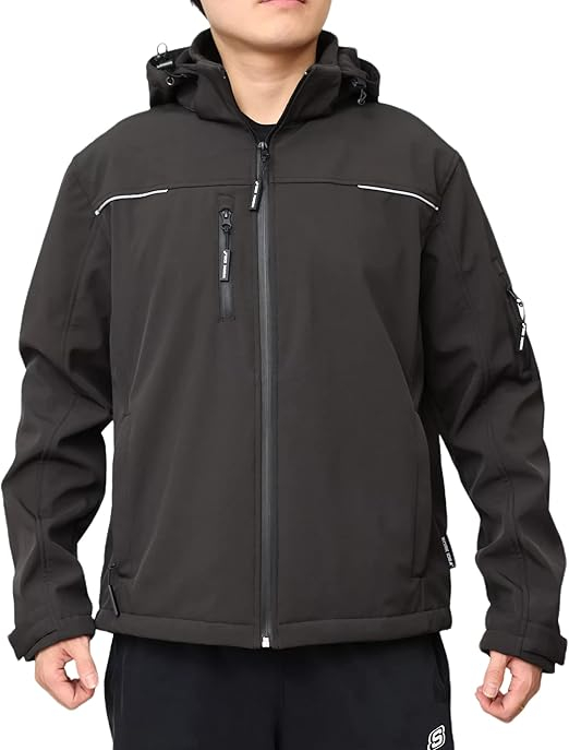 Jachetă sport cu glugă pentru bărbați, captusita cu flee, neagra XL [3]