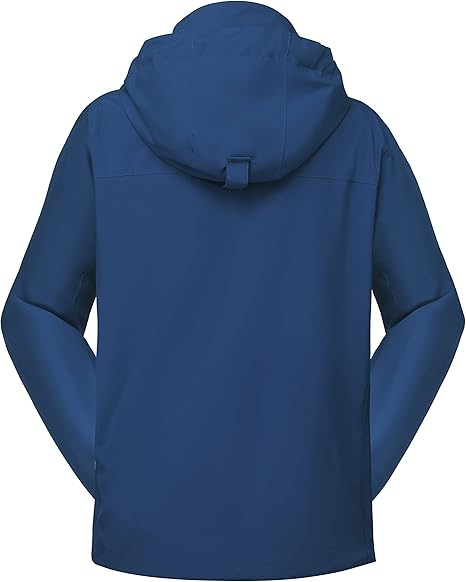 Jacheta albastra de ploaie cu gluga, fermoare protejate , 2 buzunare, L [3]