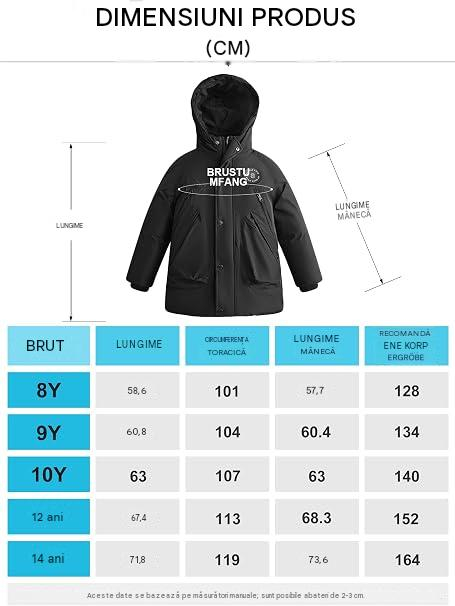 Geaca neagra de iarna pentru baieti, cu gluga, captusita, 10 ani, 140 cm [7]